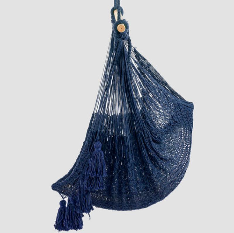 Deluxe Extra Large Mexican Hammock Chair in Outdoor Cotton Colour Blue