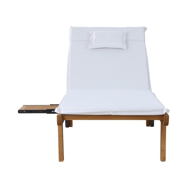 Gardeon Sun Lounge Wooden Lounger Outdoor Furniture Day Bed Wheels Patio - White