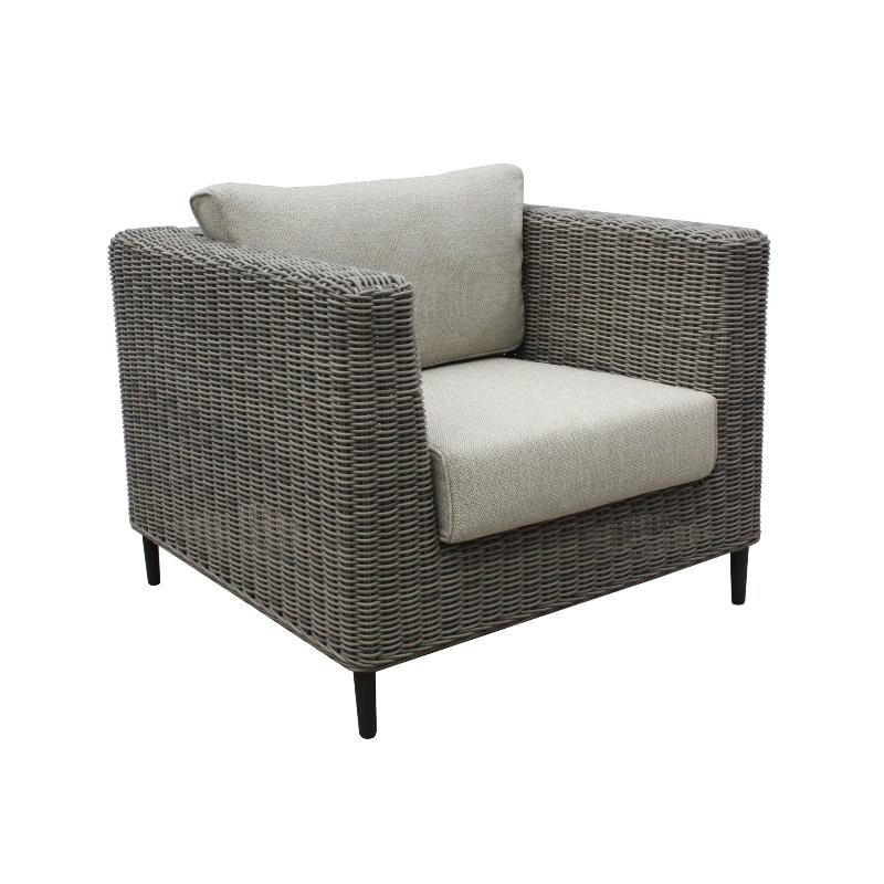 Lara 1 Seater Outdoor Sofa Armchair Rattan Wicker Lounge - Light Grey